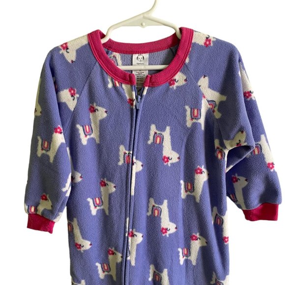 Gerber Purple Goat Fleece Kids Onesie Zipper Pajamas for Girl | Size 3T - Picture 2 of 7